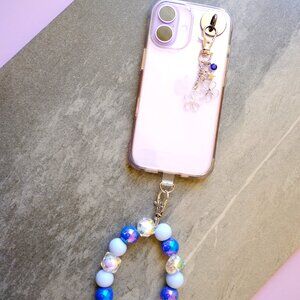 Handmade Cellphone Accessory SET, wristlet, charm, beads, gift, iphone, samsung